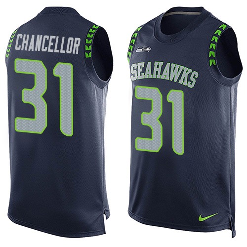 Men's Limited Kam Chancellor Nike Jersey Navy Blue - #31 Player Name & Number Tank Top NFL Seattle Seahawks